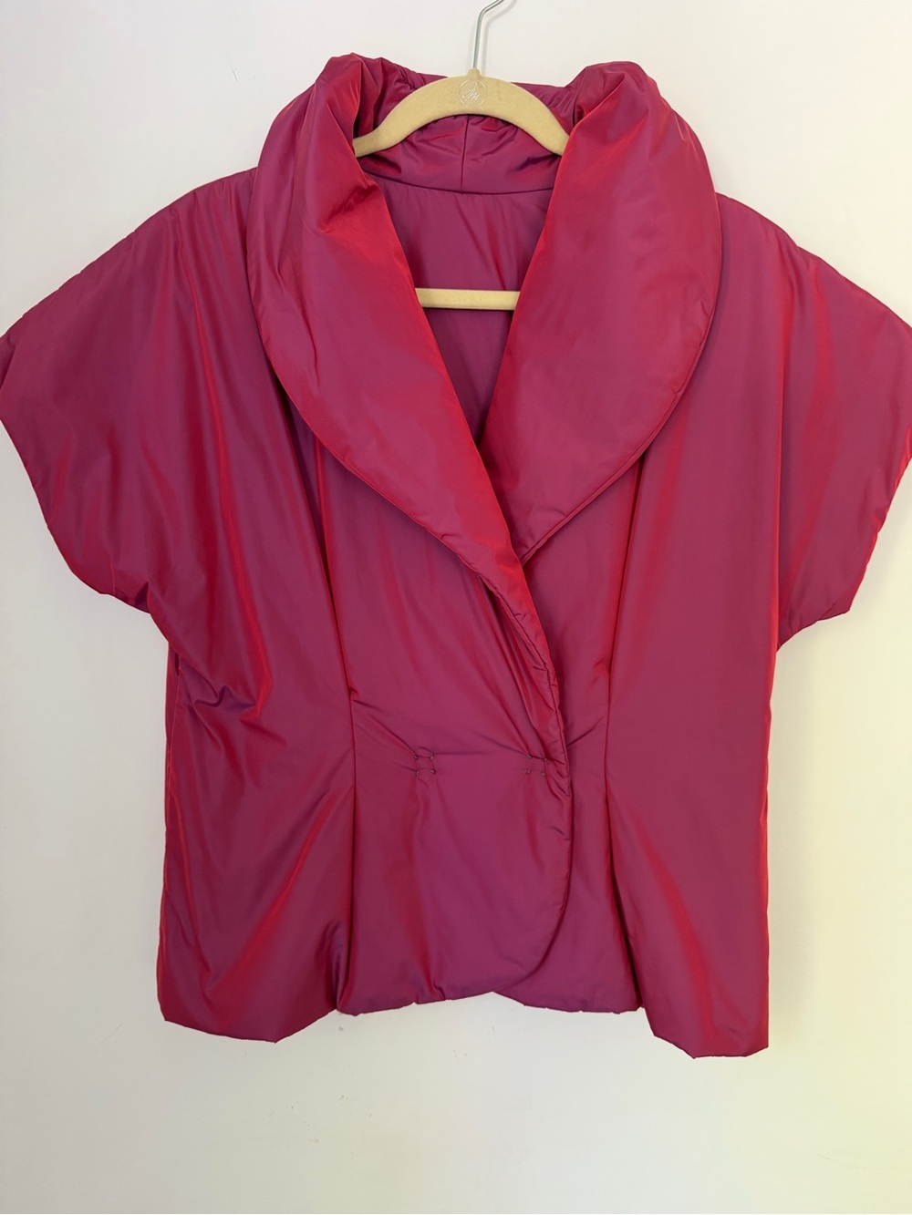 Rare Babette SF Puffer Vest M Fuchsia Pink Sculptural Shawl Collar Made in USA